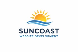 Suncoast Website Development logo featuring a yellow sun with blue waves beneath it